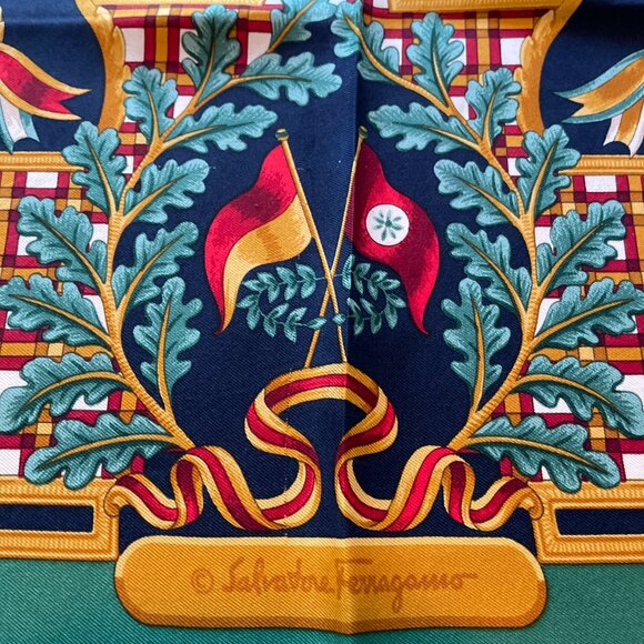 Salvatore Ferragamo Vintage Silk Scarf – Equestrian & Sports Theme - Picture 3 of 15
